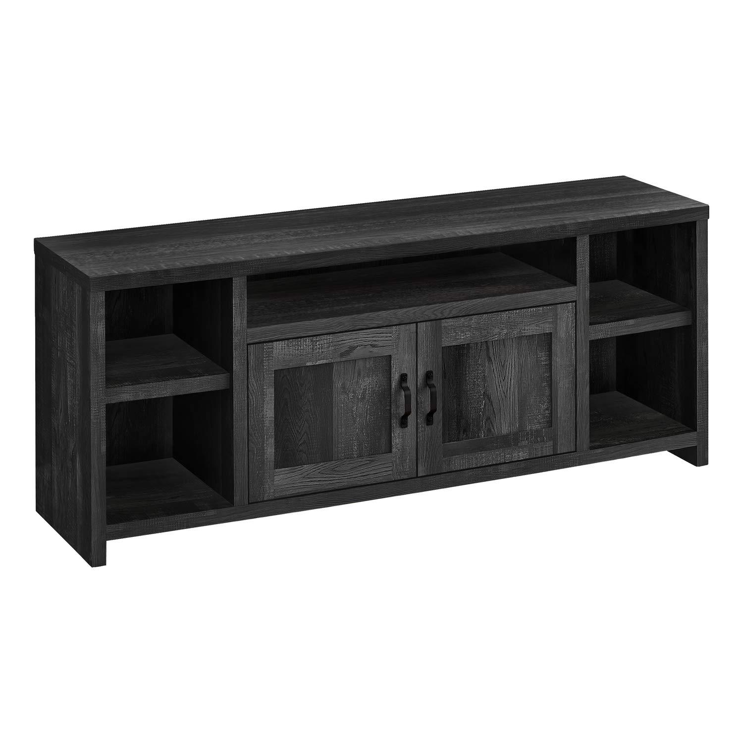 Monarch Specialties Tv Stand 60 Inch Console Media Entertainment Center Storage Cabinet Living Room Bedroom Laminate Black Transitional