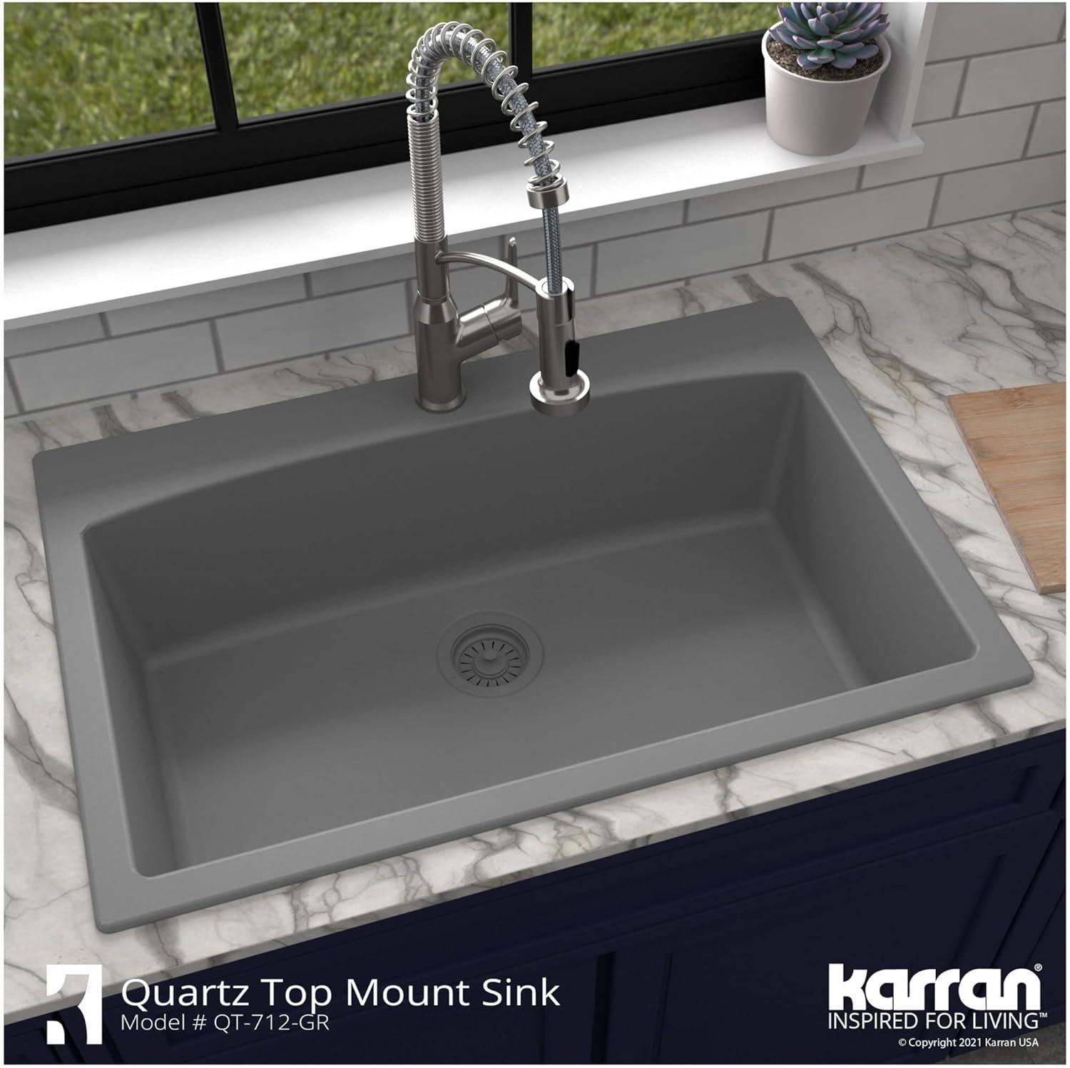 Karran Drop-in Quartz Composite 33'' X 22'' 1-Hole Single Bowl Kitchen Sink