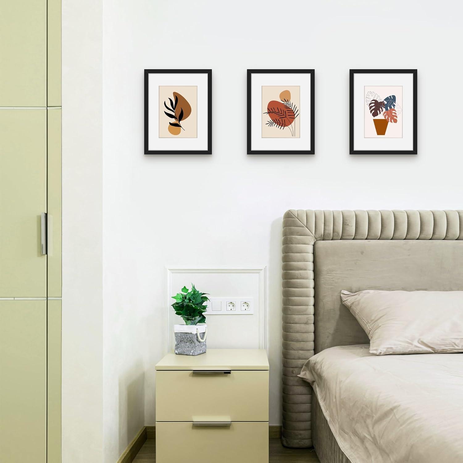 Picrit 8.5x11 Picture Frame Set of 12, Display 6x8 with Mat or 8.5 x 11 without Mat, Photo Frames for Wall Mounting or Table Top Display, Black