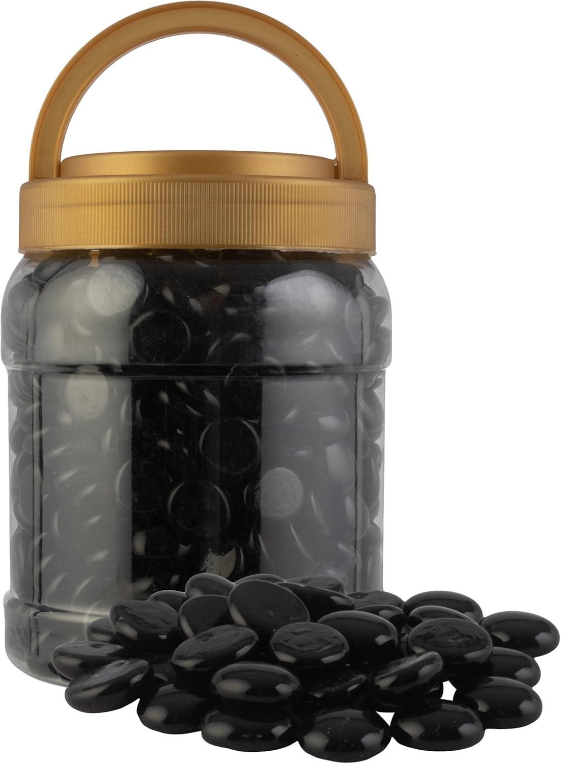 Pure Garden 10lbs Fire Pit Glass Rocks - 3/4-Inch Glass Marbles for Fireplaces, Landscape, Aquariums, or Vases