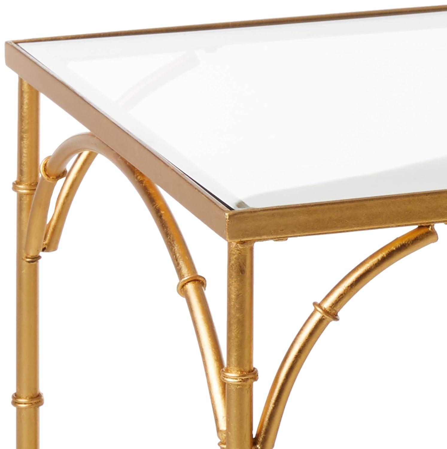 Maurice Gold Gilt Iron and Tempered Glass Rectangular Coffee Table