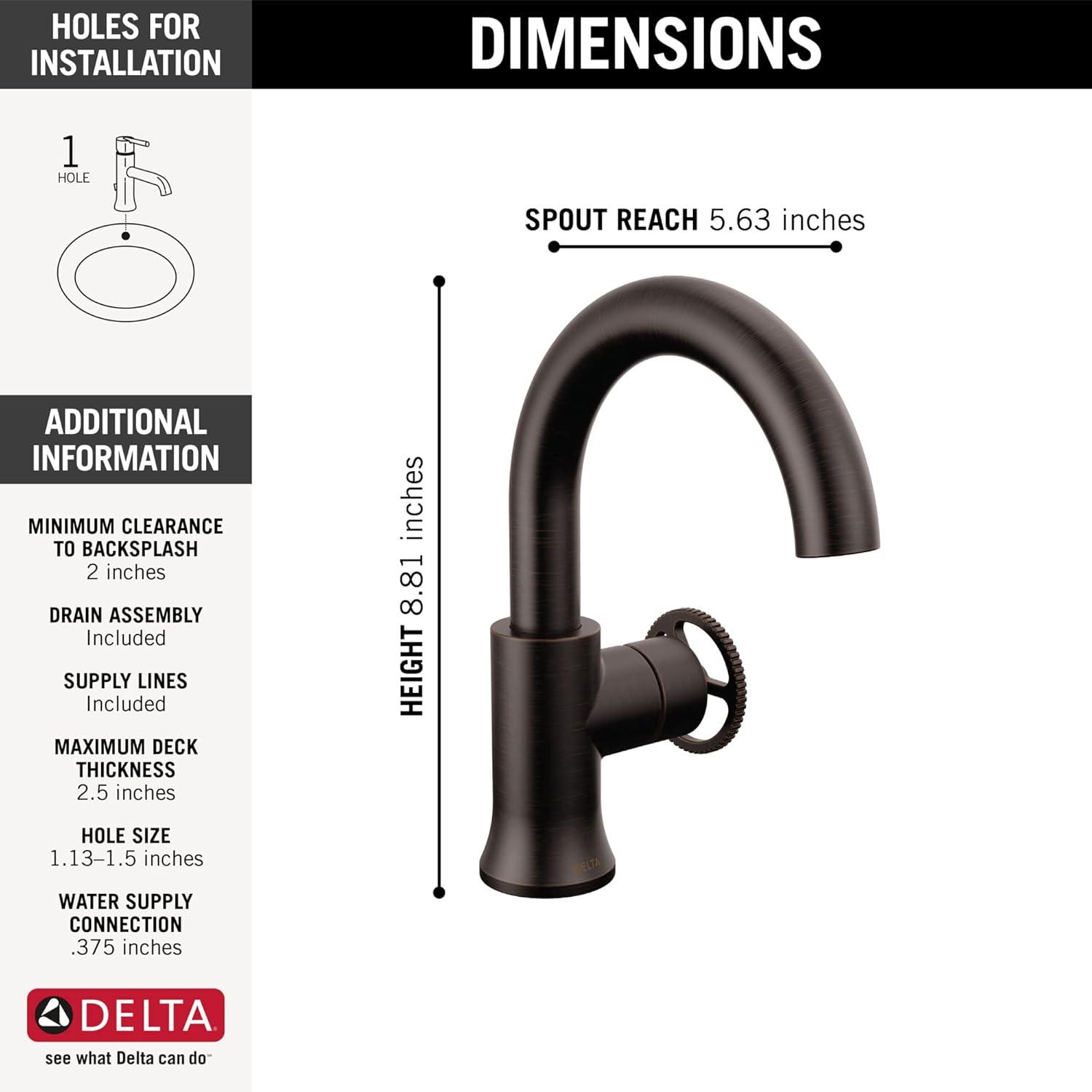 Sleek Modern Venetian Bronze Single Hole Bathroom Faucet