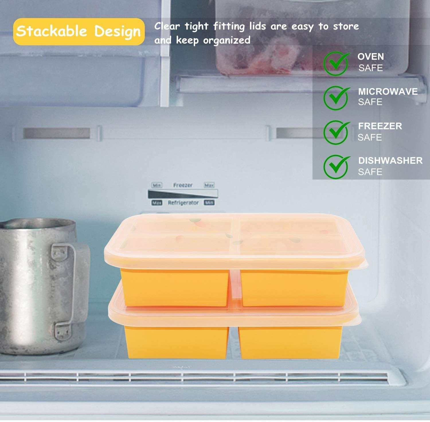 Bangp 1-Cup Silicone Freezer Trays with Lid,2 Pack,Easy-Release Silicone Freezing Tray for Soup Ice Cubes,Soup Freezer Molds,Freeze & Store Broth,Sauce,Leftovers - Makes 8 Perfect 1 Cup Portions