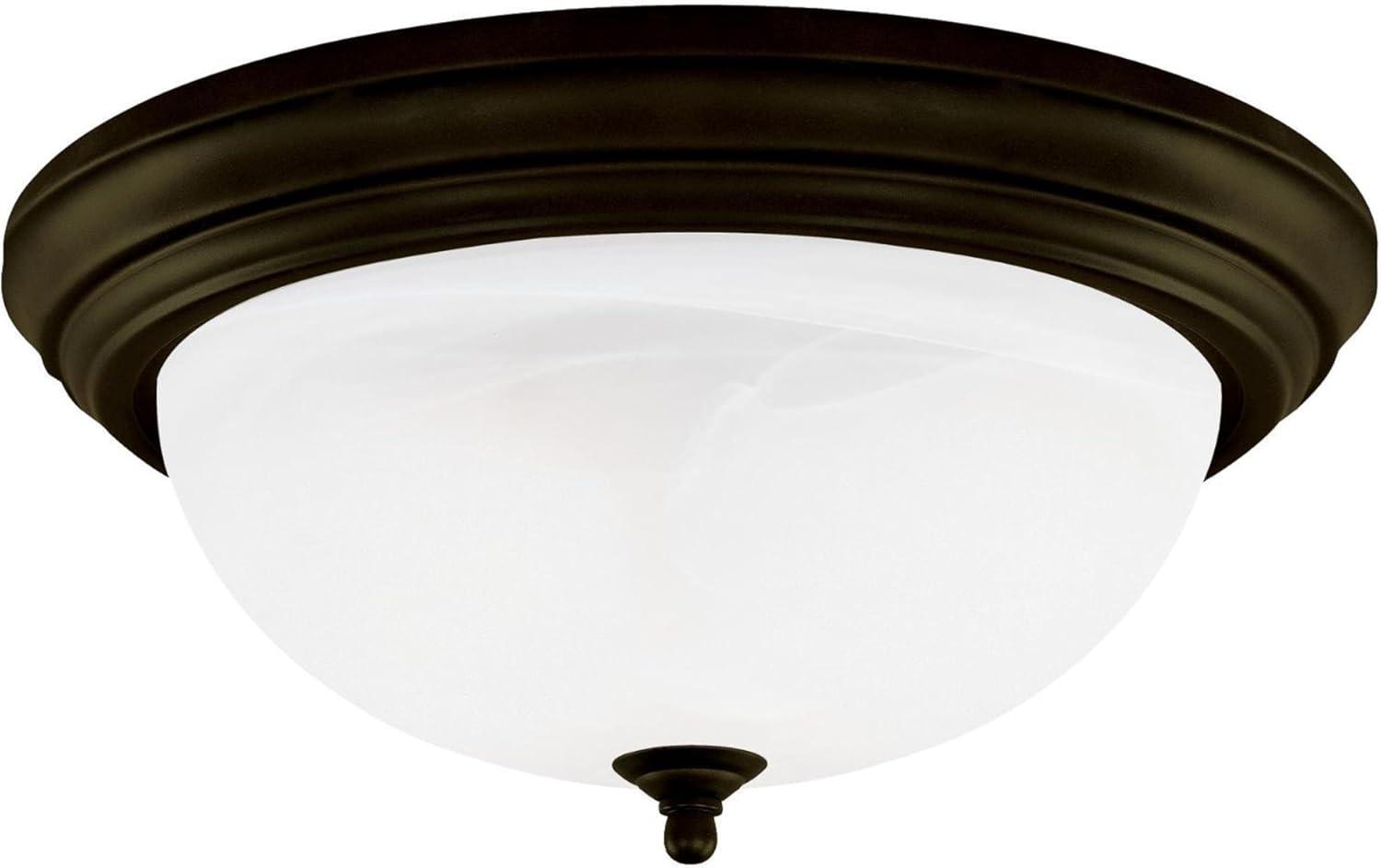 Westinghouse 6429200 Three-Light Flush-Mount Interior Ceiling Fixture, Oil Rubbed Bronze Finish with Frosted White Alabaster Glass