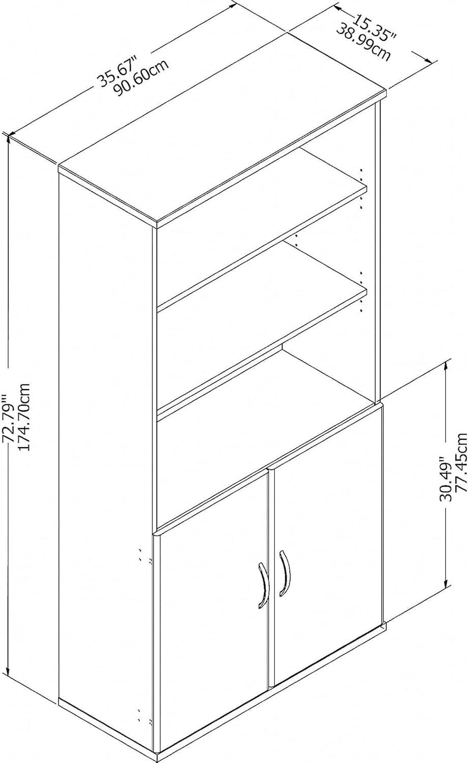 Bush Business Furniture STC015HC 5 Shelf Bookcase with Doors  Hansen Cherry