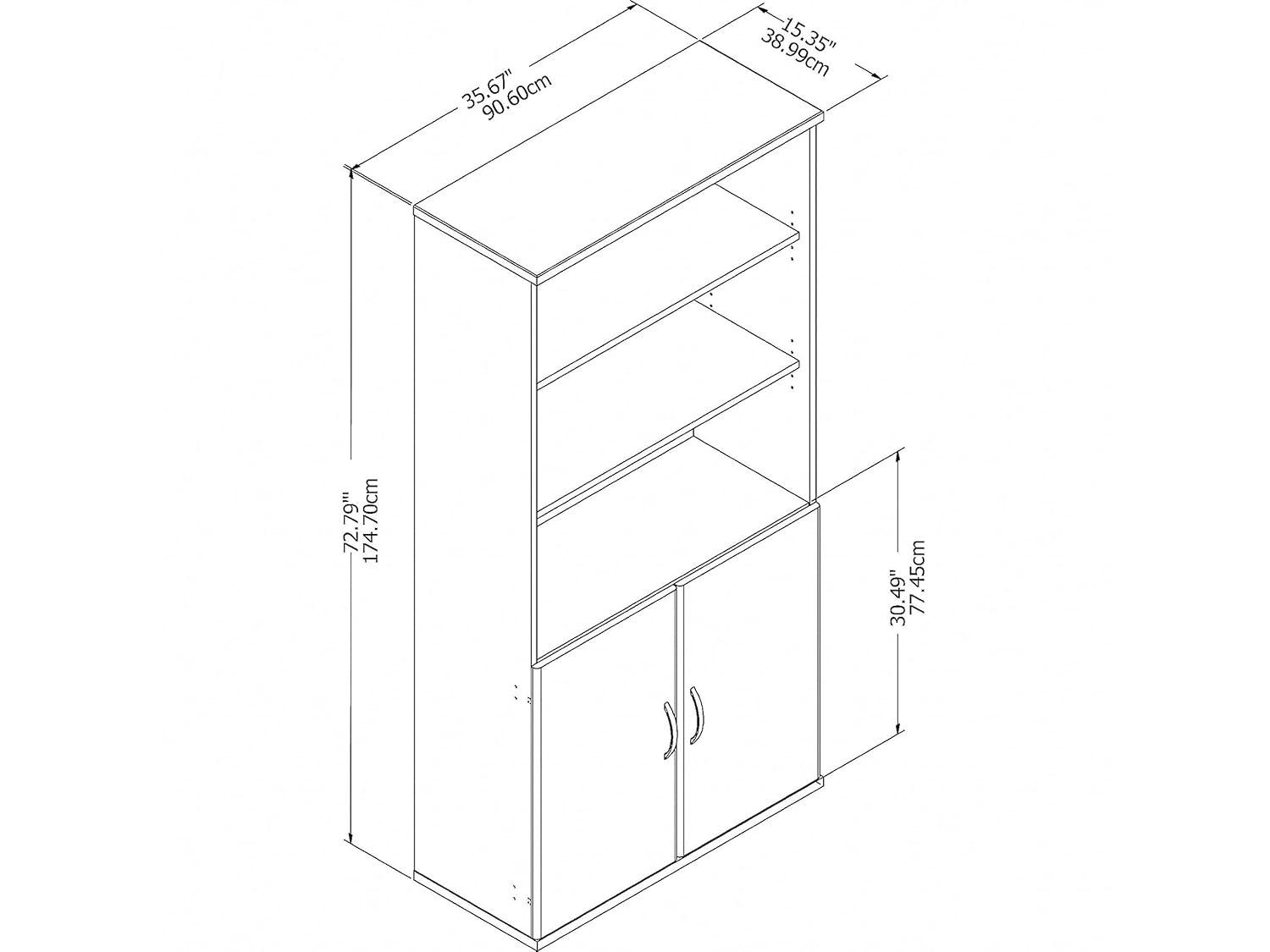 Bush Business Furniture STC015HC 5 Shelf Bookcase with Doors  Hansen Cherry