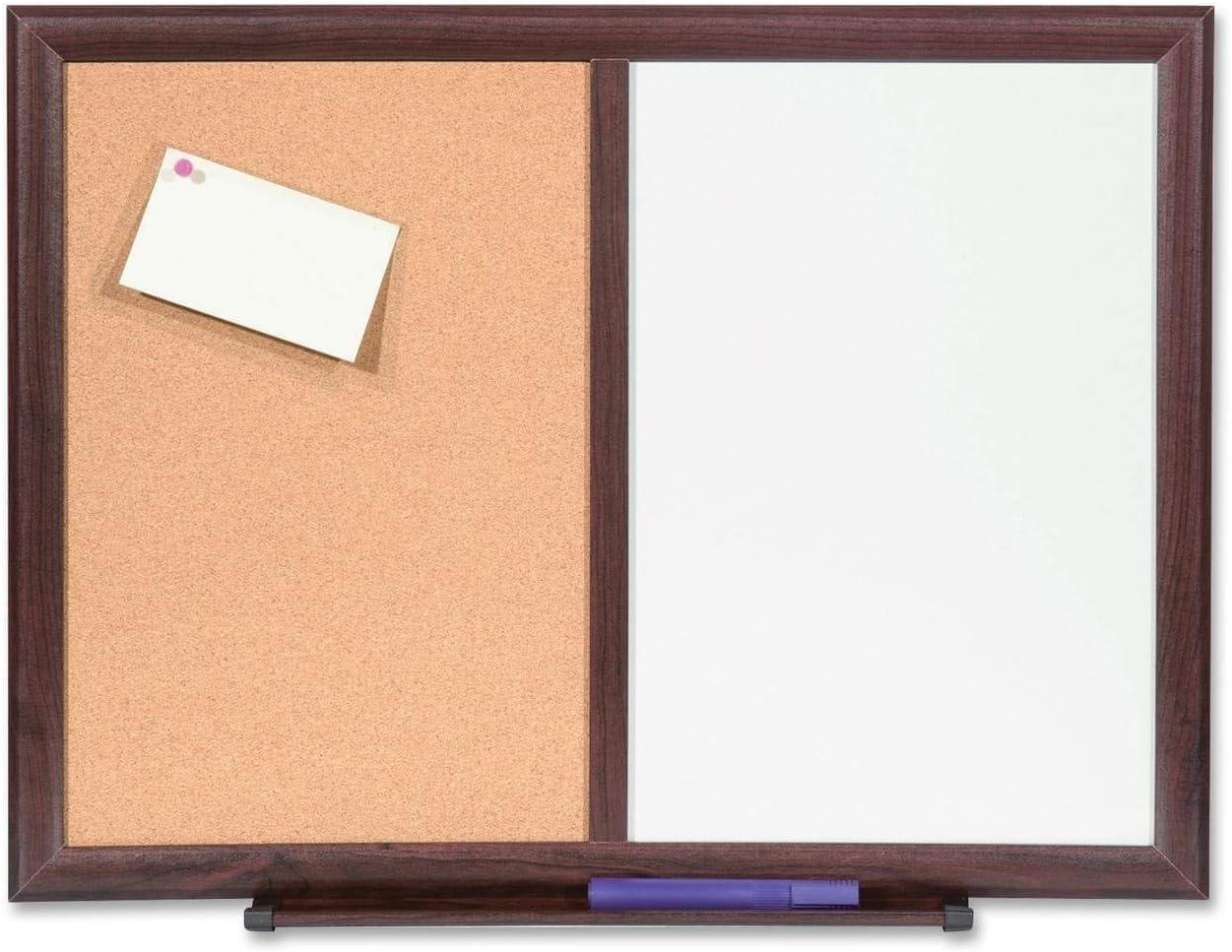 Elegant Mahogany 24" x 18" Dry-Erase Cork Bulletin Combo Board