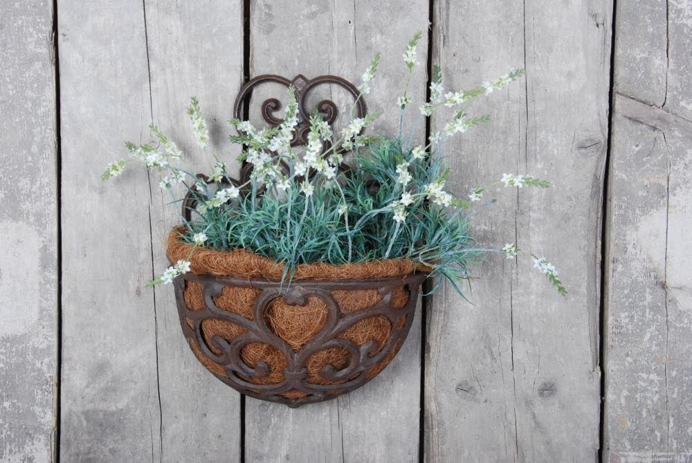 The Lakeside Collection Victorian Half-Round Wall Planter with Liner