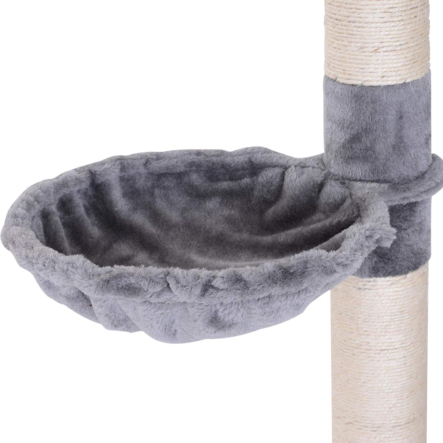 Pawhut Adjustable Height Floor To Ceiling Vertical Cat Tree, Gray and White, 9'