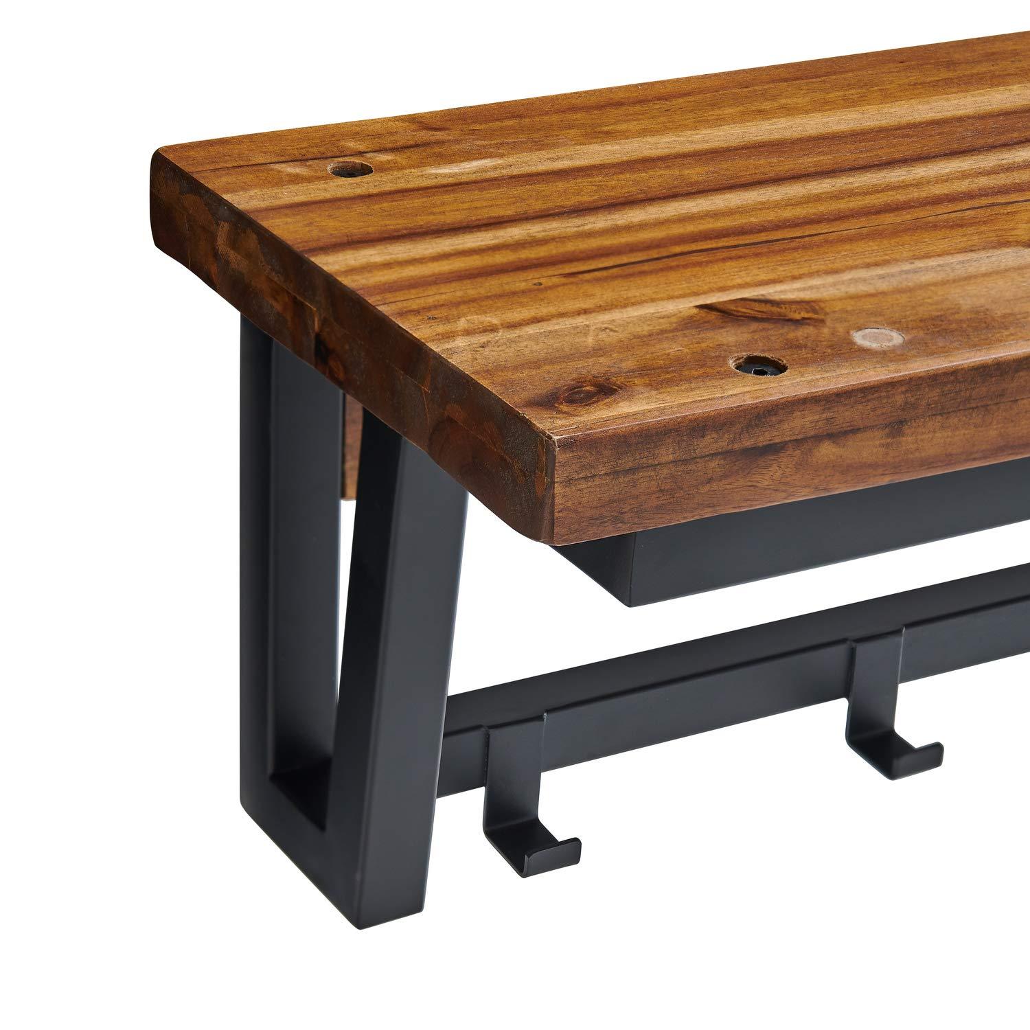 Claremont Rustic Wood Coat Hook and Bench Set Dark Brown - Alaterre Furniture: Mudroom Organizer with Shelf