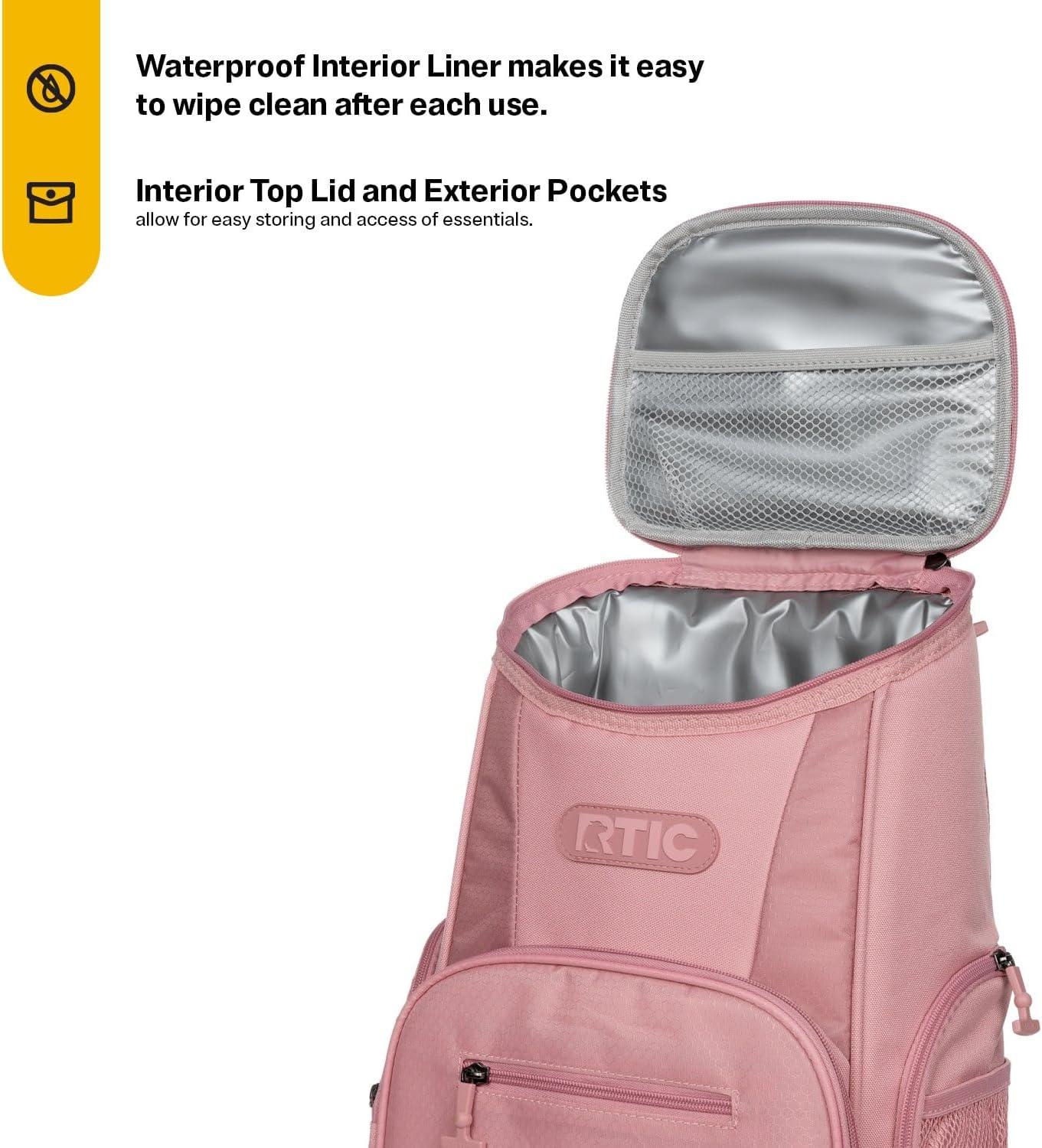 RTIC 15 Can Lightweight Backpack Insulated Cooler, 10 Qt, Storage Pockets, Black