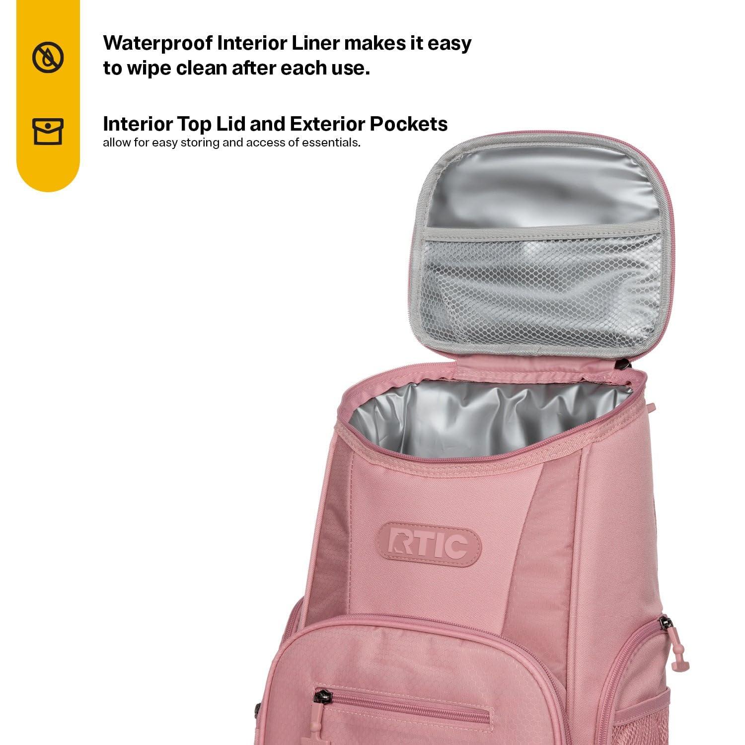 RTIC 15 Can Lightweight Backpack Insulated Cooler, 10 Qt, Storage Pockets, Black