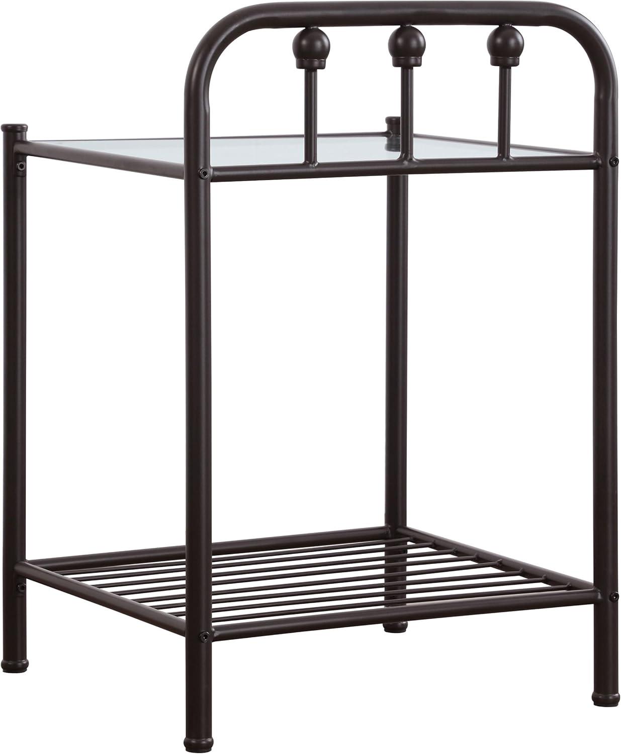 Coaster Livingston Traditional 1 Shelf Metal Nightstand with Glass Top Dark Bronze