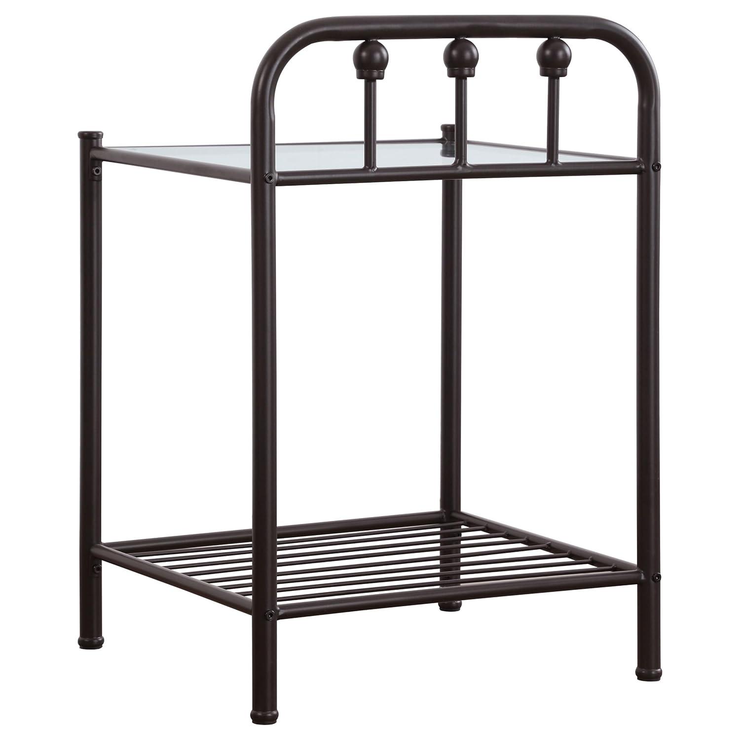 Coaster Livingston Traditional 1 Shelf Metal Nightstand with Glass Top Dark Bronze