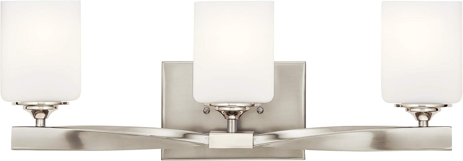 Champagne Finish 3-Light Vanity with Satin Etched Glass