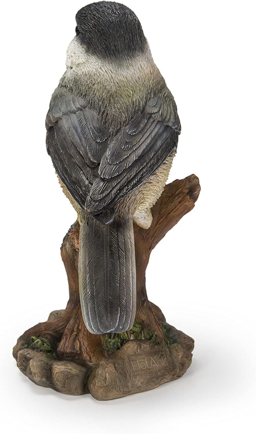 Chickadee Peeking On Stump Garden Statue