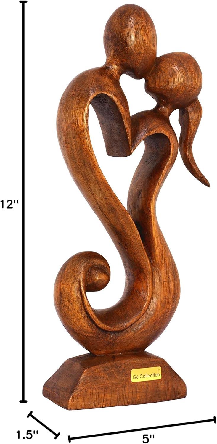 G6 Collection 12" Hand Carved Wooden Eternal Love Sculpture – Unique-Romantic Home Decor & Gift