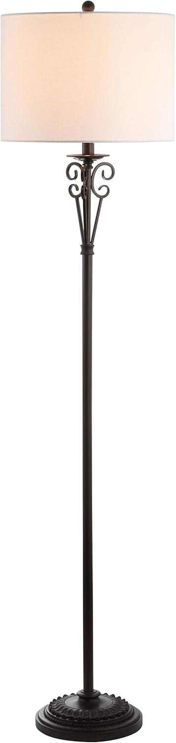 Elegant Antique Brass Floor Lamp with Off-White Shade and 3-Way Switch