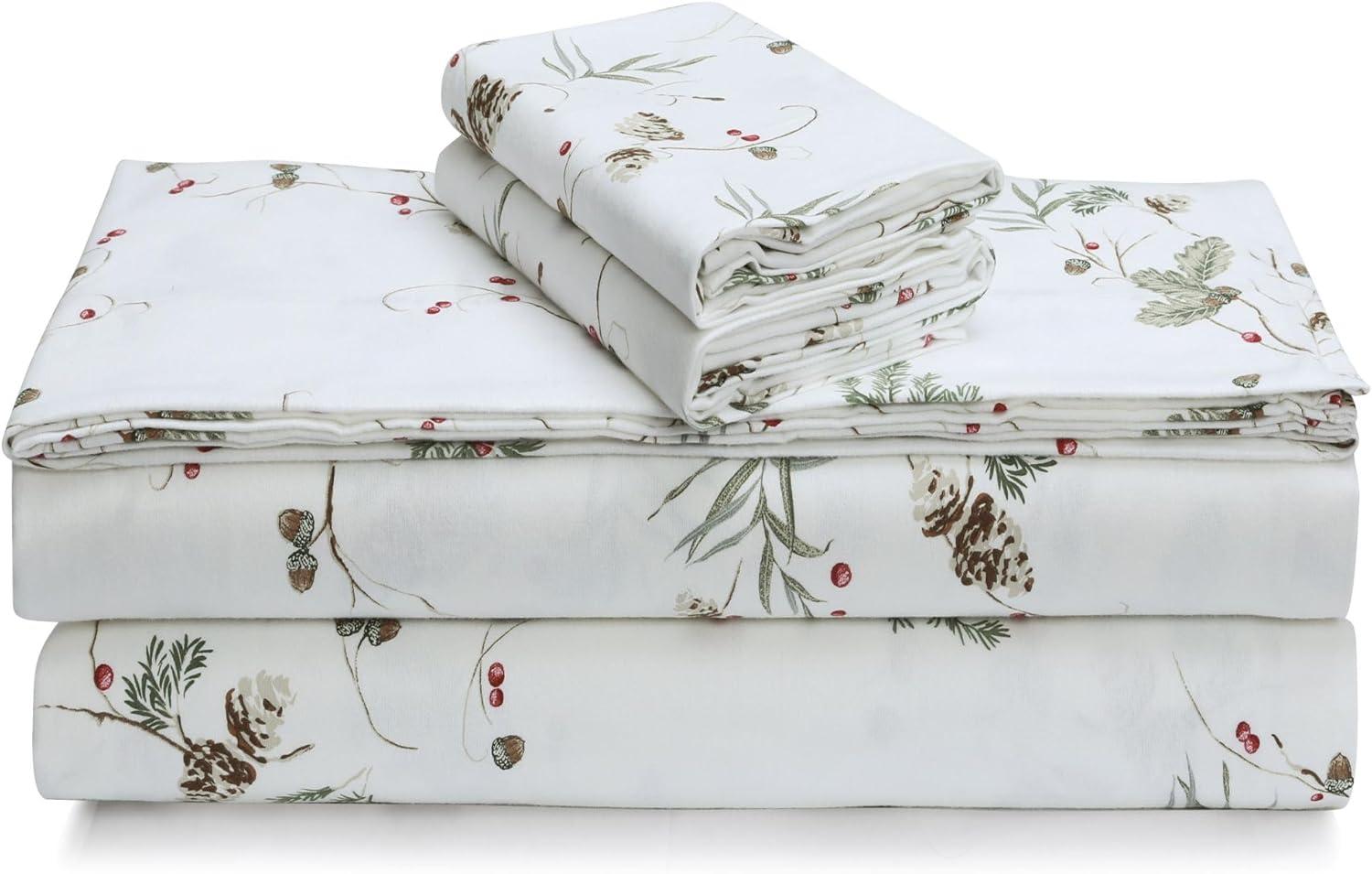 California King White Cotton Flannel Deep Pocket Sheet Set