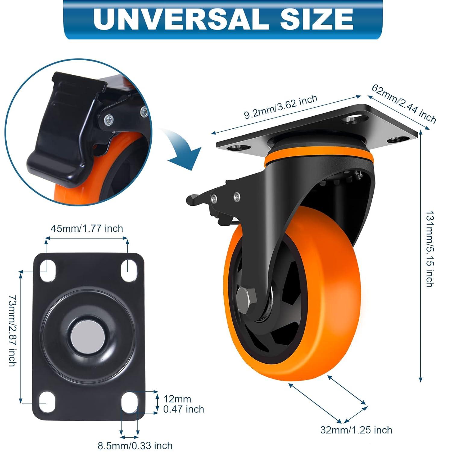 4 Inch Heavy Duty Swivel Caster Wheels with Dual Locking