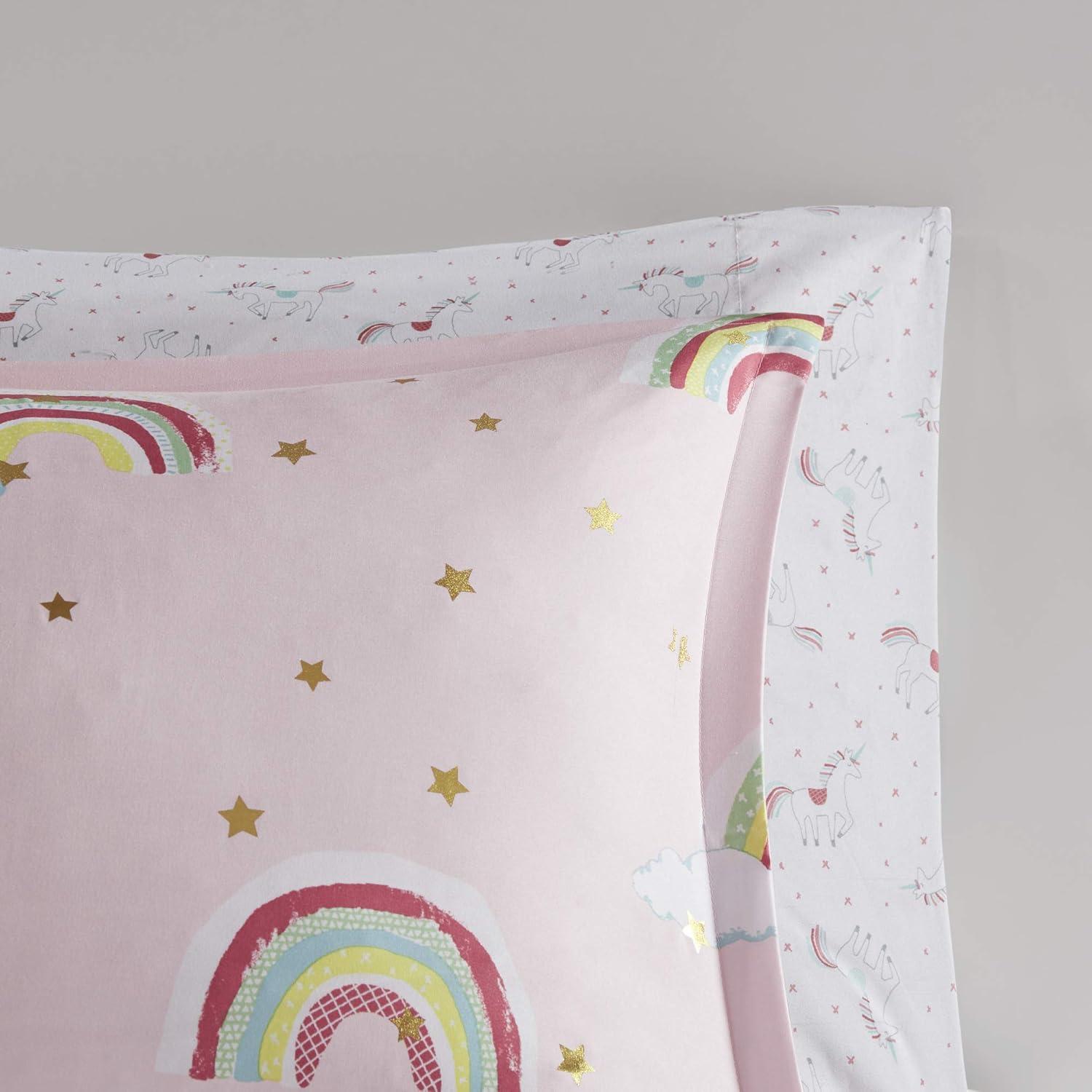 Alicia Rainbow and Metallic Stars Comforter Set with Bed Sheets