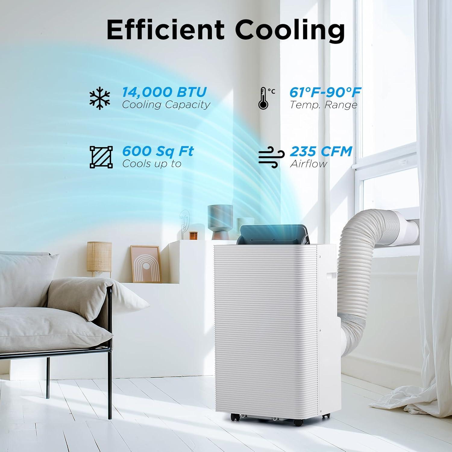 White Portable Air Conditioner and Heater with Remote and WiFi