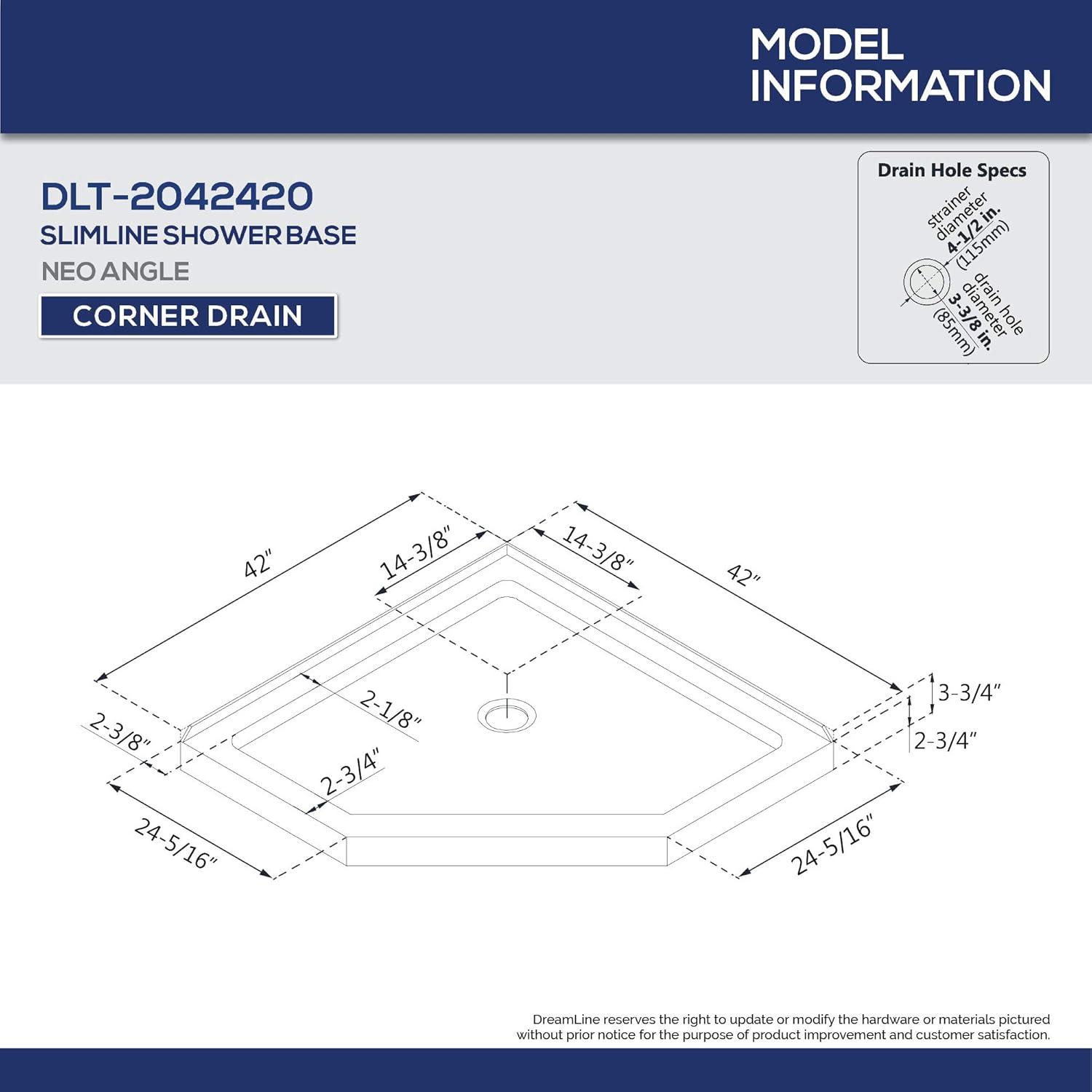 DreamLine Prism 42" x 74.75" Neo-Angle Pivot Shower Enclosure