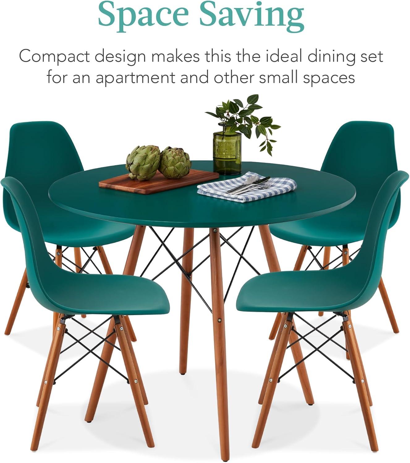 Best Choice Products 5-Piece Compact Mid-Century Modern Dining Set w/ 4 Chairs, Wooden Legs