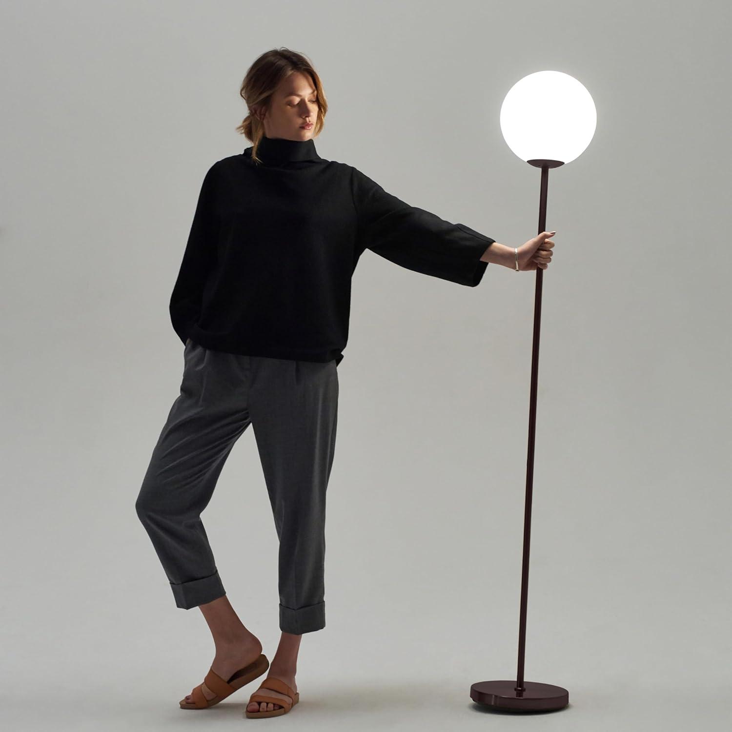 Luna 65 in. Modern LED Energy Efficient Floor Lamp with Frosted Glass Globe Shade