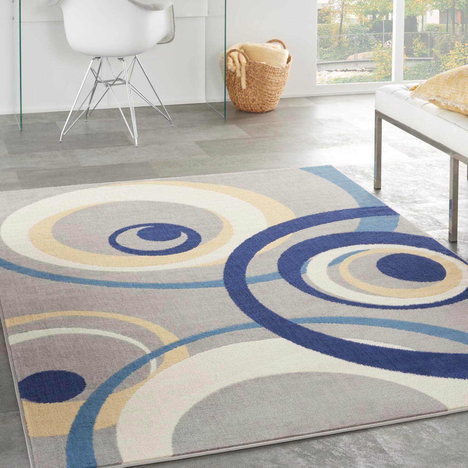 Nourison Grafix GRF21 Indoor only Area Rug - Grey 6' x 9'