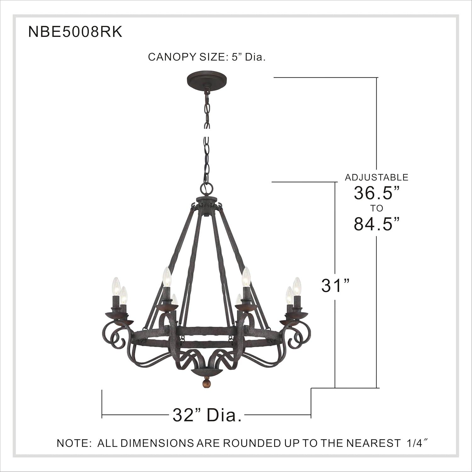 Quoizel Lighting Noble 8 - Light Chandelier in  Rustic Black