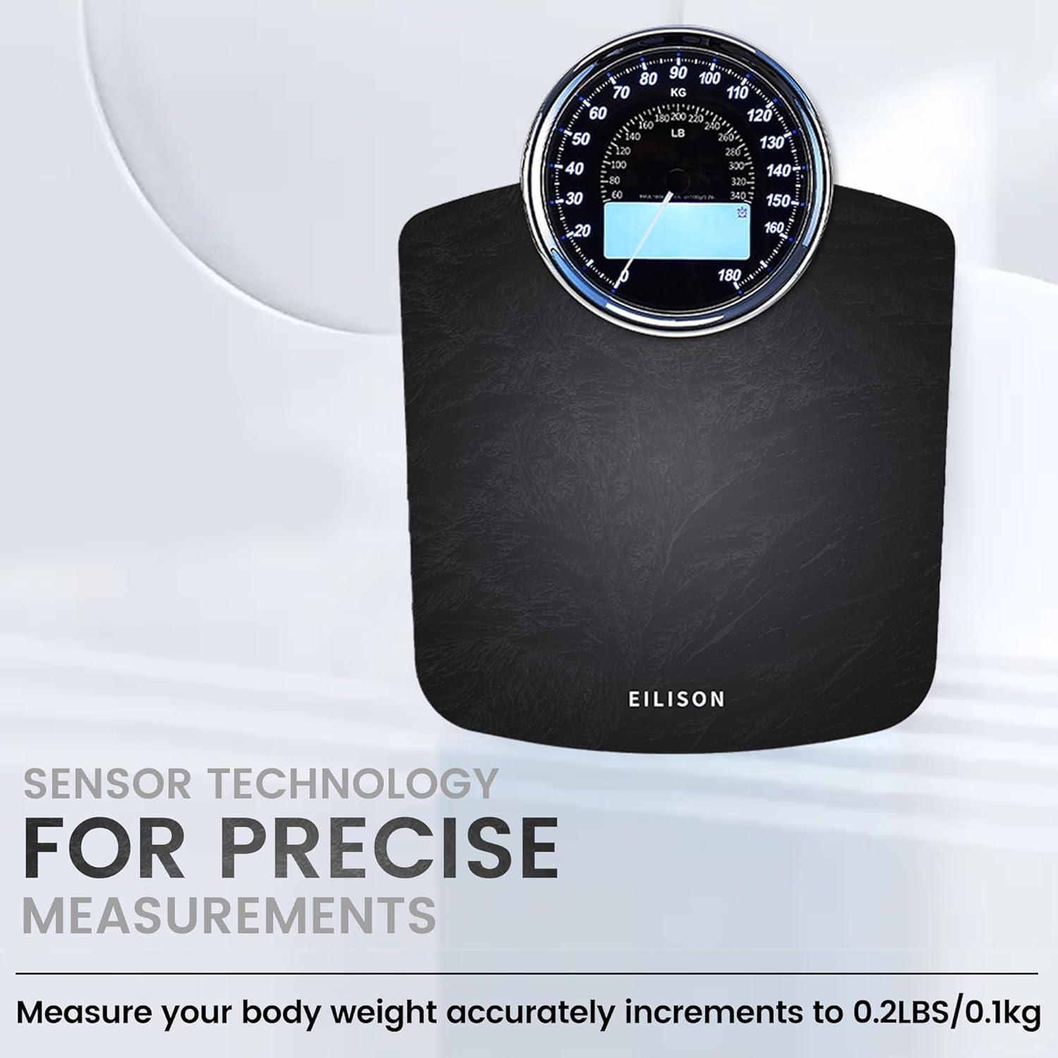 Eilison Black Digital and Analog Floor Scale with LED Display