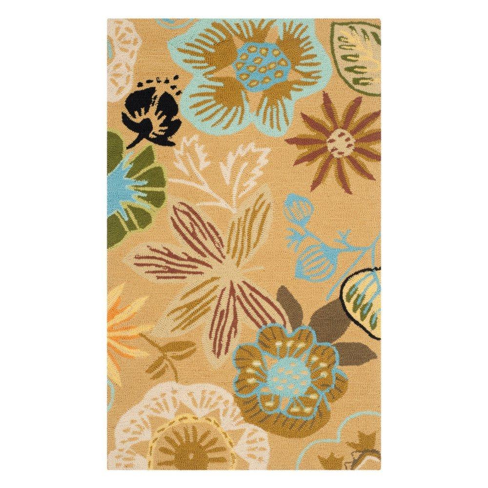 Four Seasons FRS472 Hand Hooked Accent Rug - Taupe/Multi - 2'6"x4' - Safavieh.