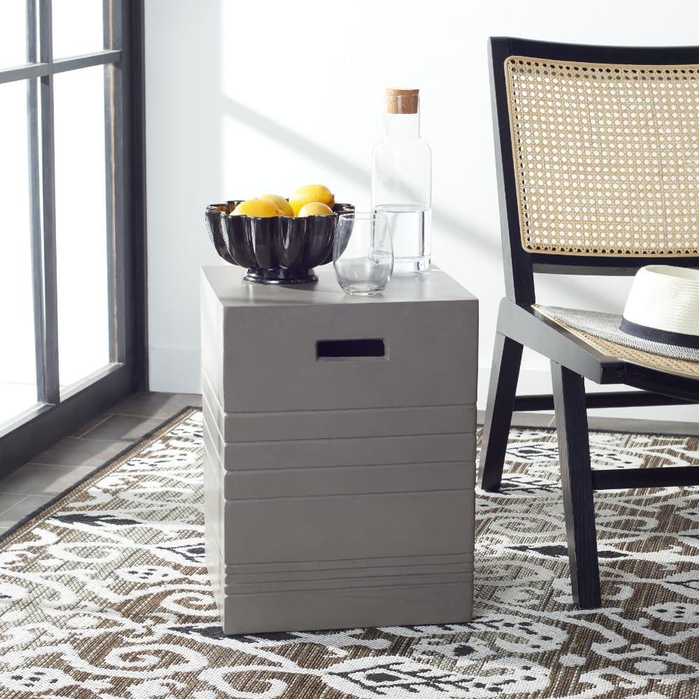 Deidara Concrete Accent Stool - Indoor/Outdoor - VNN1031 - Gray - Safavieh