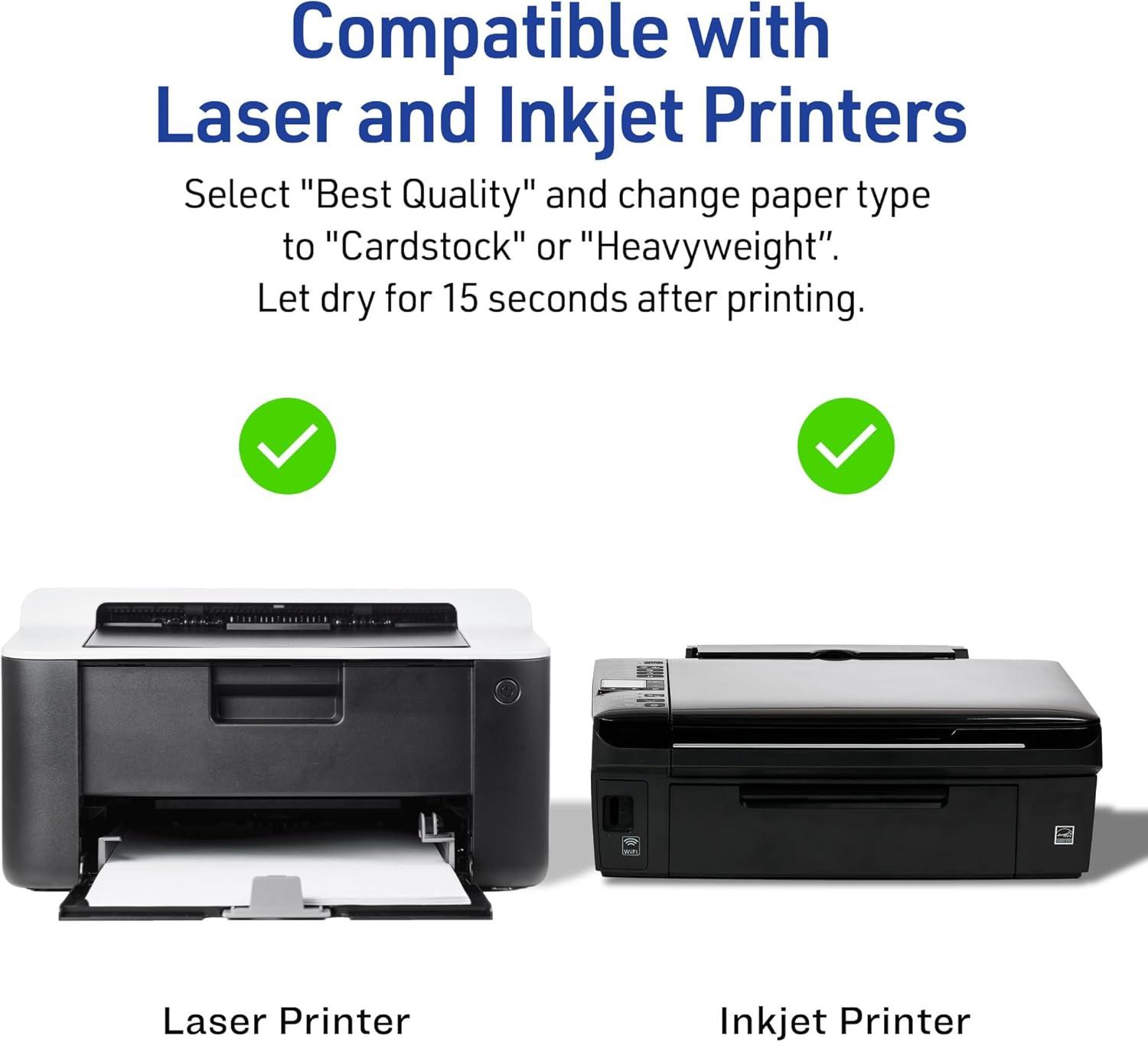 Avery Printable Greeting Cards, 5.5" x 8.5", Glossy White, 50ct