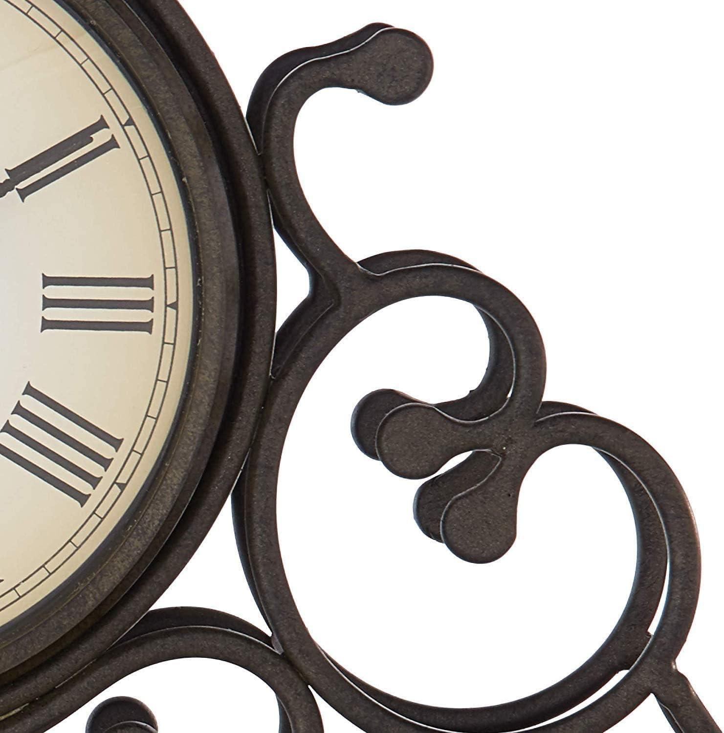 Howard Miller® Adelaide Traditional Roman Numeral Metal Quartz Movement / Crystal Tabletop Clock in Antique Warm-Gray/Windsor Cherry