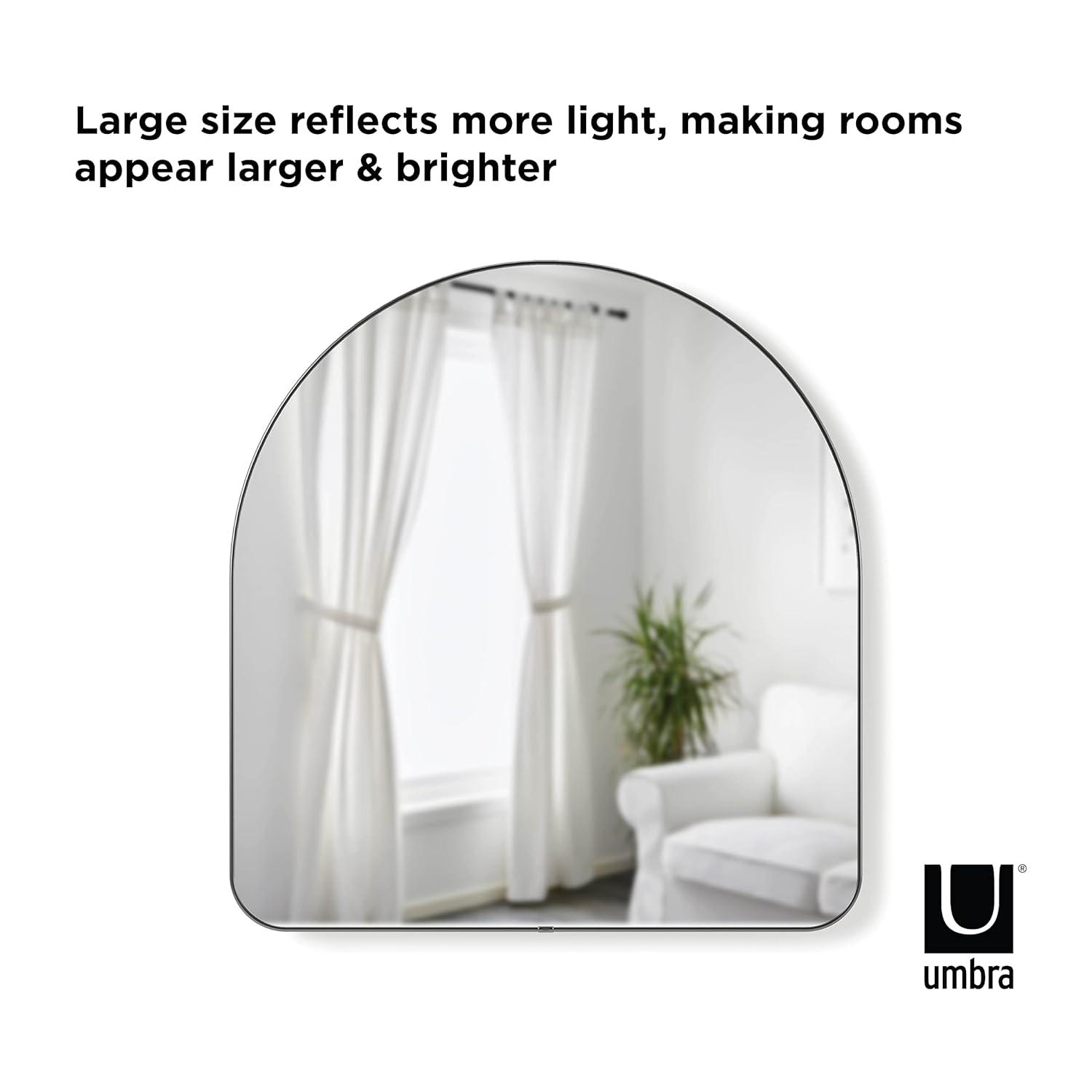 34" x 36" Hubba Arched Mirror Metallic Titanium - Umbra: Modern Oval Wall Mount, No Assembly, Steel Frame