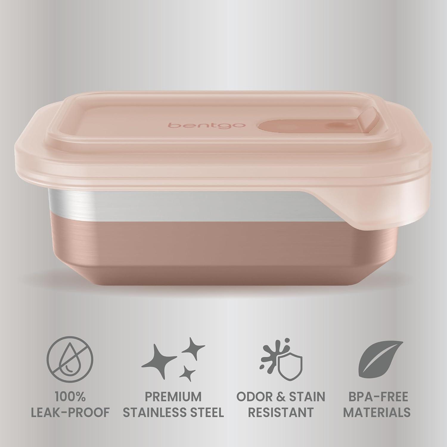 Bentgo Microsteel Heat and Eat Container Rose: Leakproof,  Dishwasher-Safe, Lunch Storage, 2-Year Warranty
