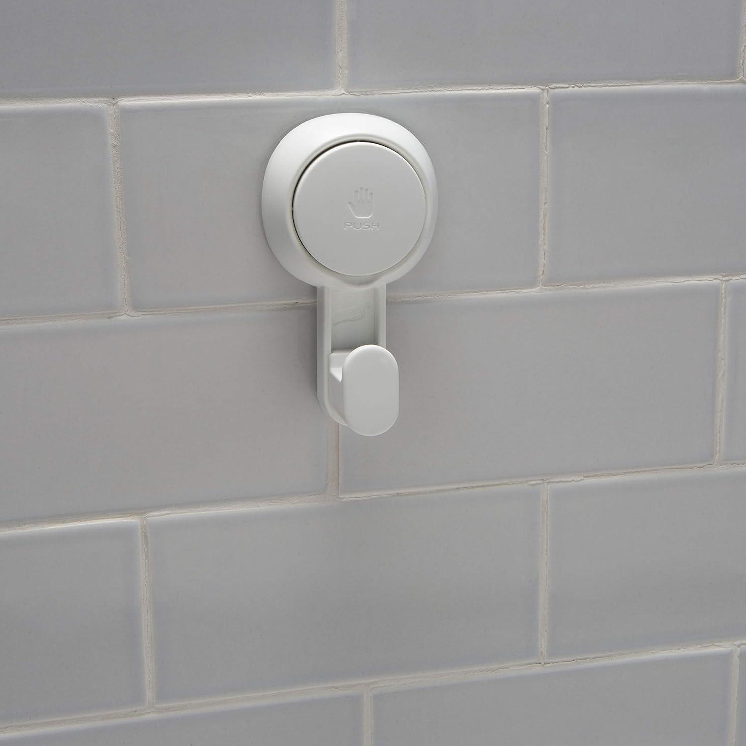 Bath Bliss 4 Pack Plastic Gel-Suction Power Hooks, White