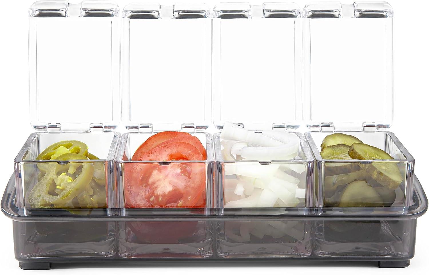 Clear Acrylic 5-Piece Garnish Bar Caddy with Removable Containers