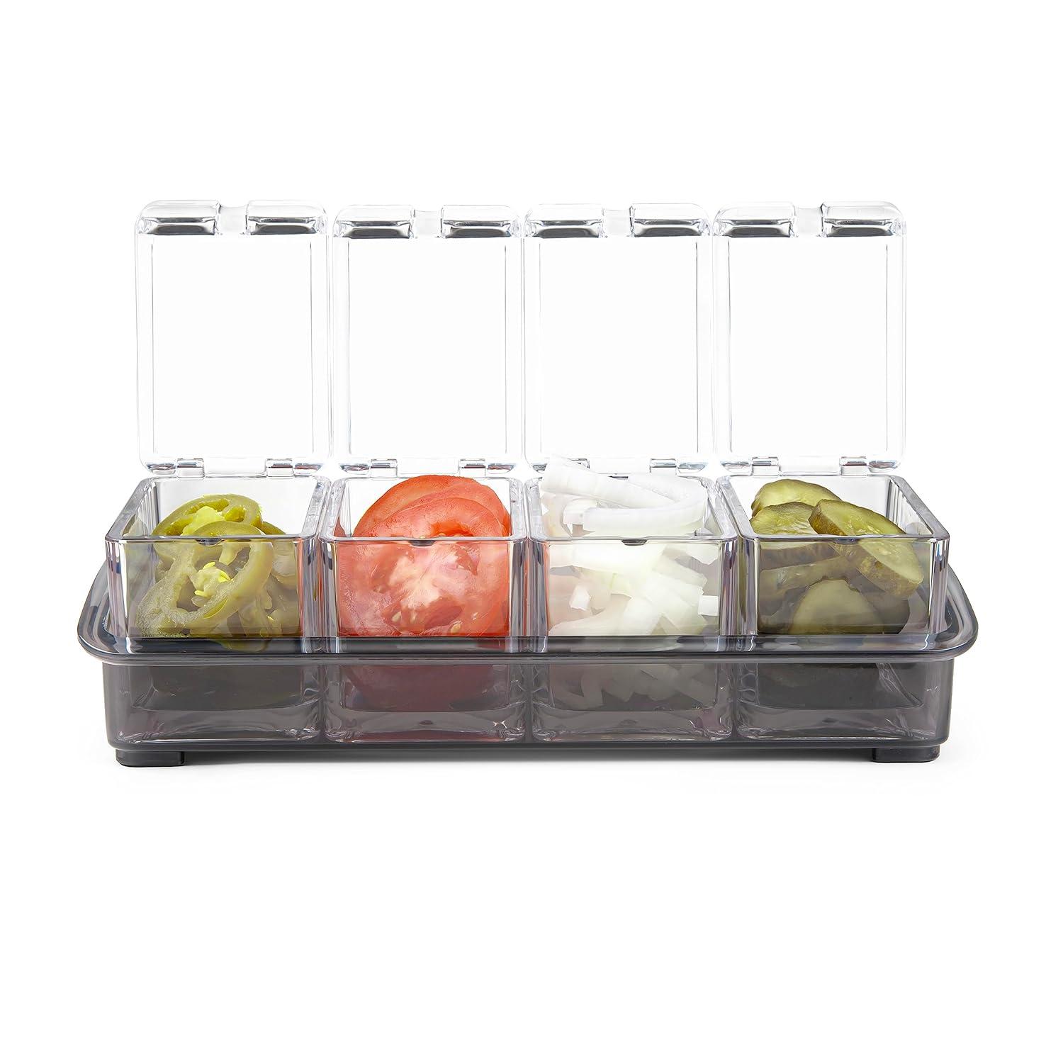 Clear Acrylic 5-Piece Garnish Bar Caddy with Removable Containers