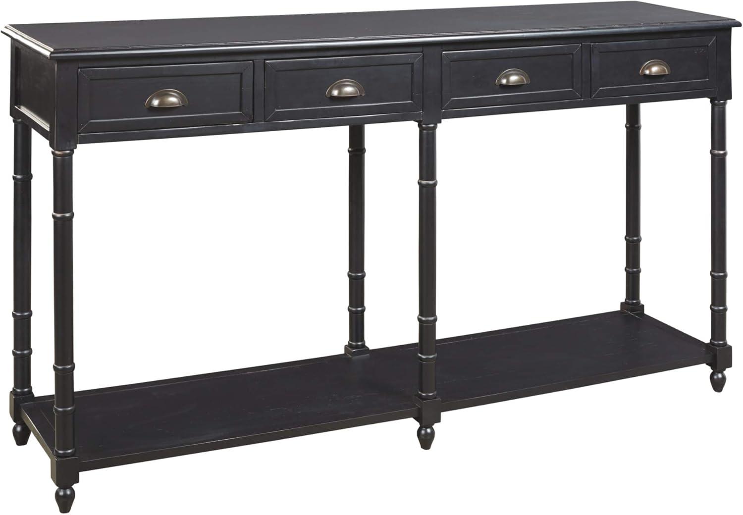 Transitional Black Wood Console Table with Storage