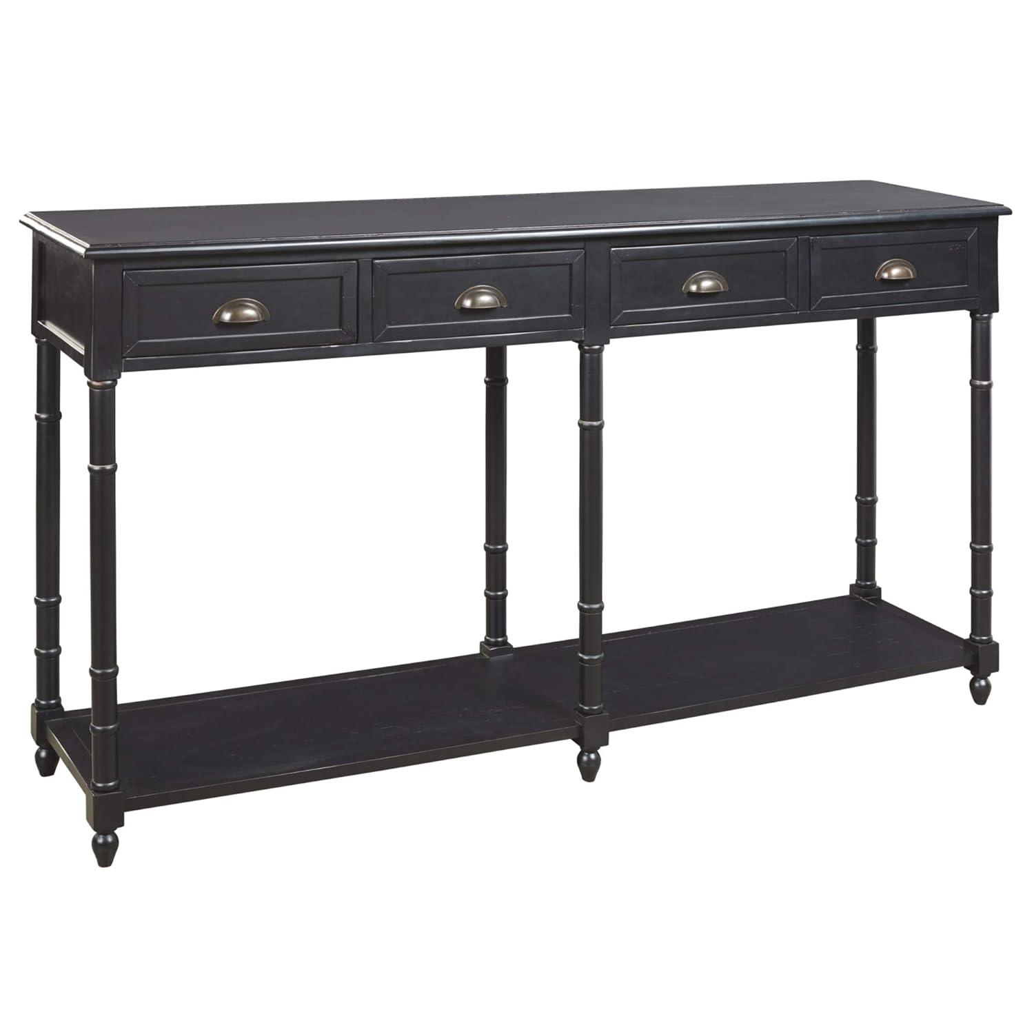 Signature Design by Ashley Eirdale Vintage Casual 4 Drawer Console Sofa Table, Black