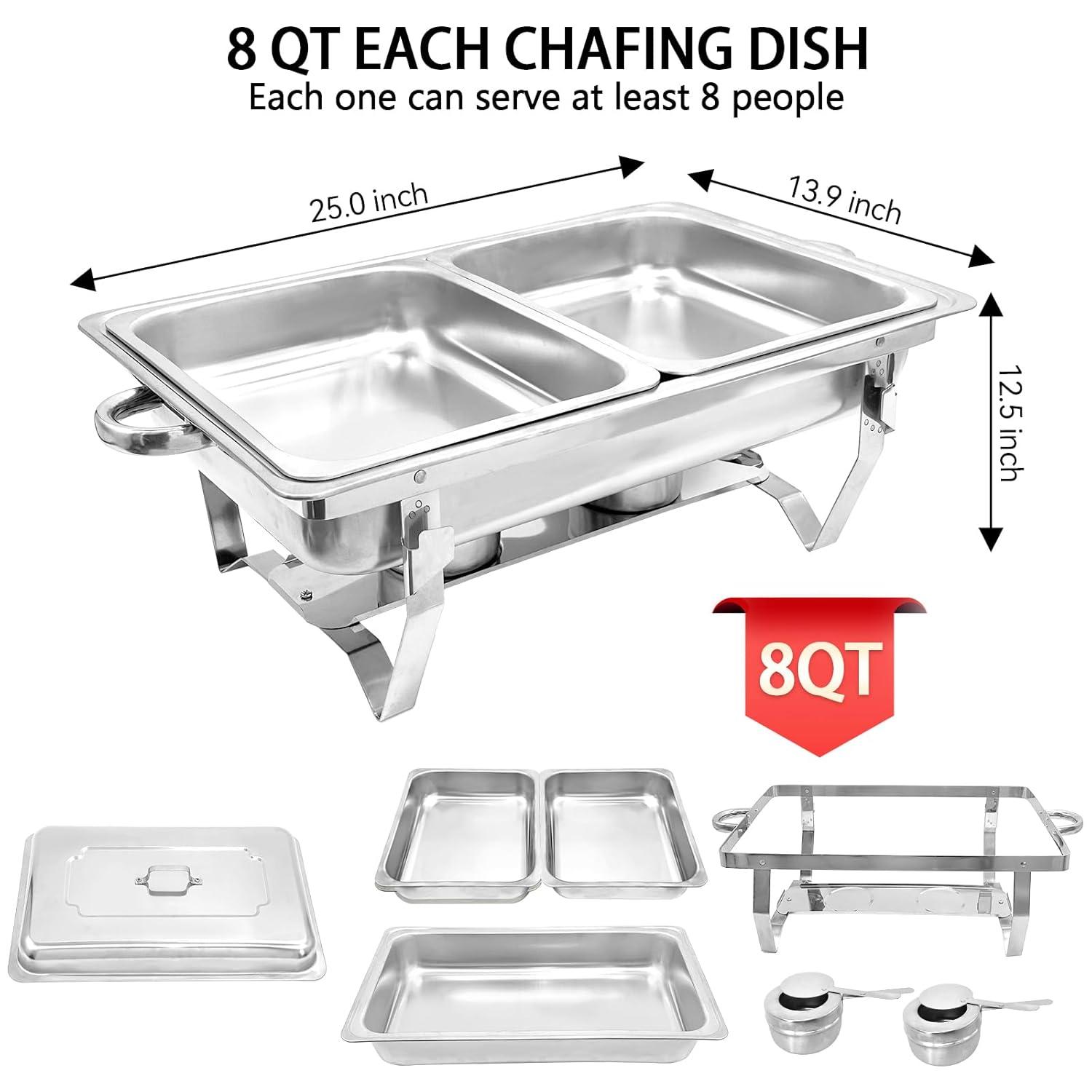 The Party Aisle™ Chafing Dishes For Buffet 4 Pack, 8 Qt Stainless Steel Chafers And Buffet Warmers Sets With Lid, Rectangle Serving Food Warmer Catering Supplies Buffet Display For Parties