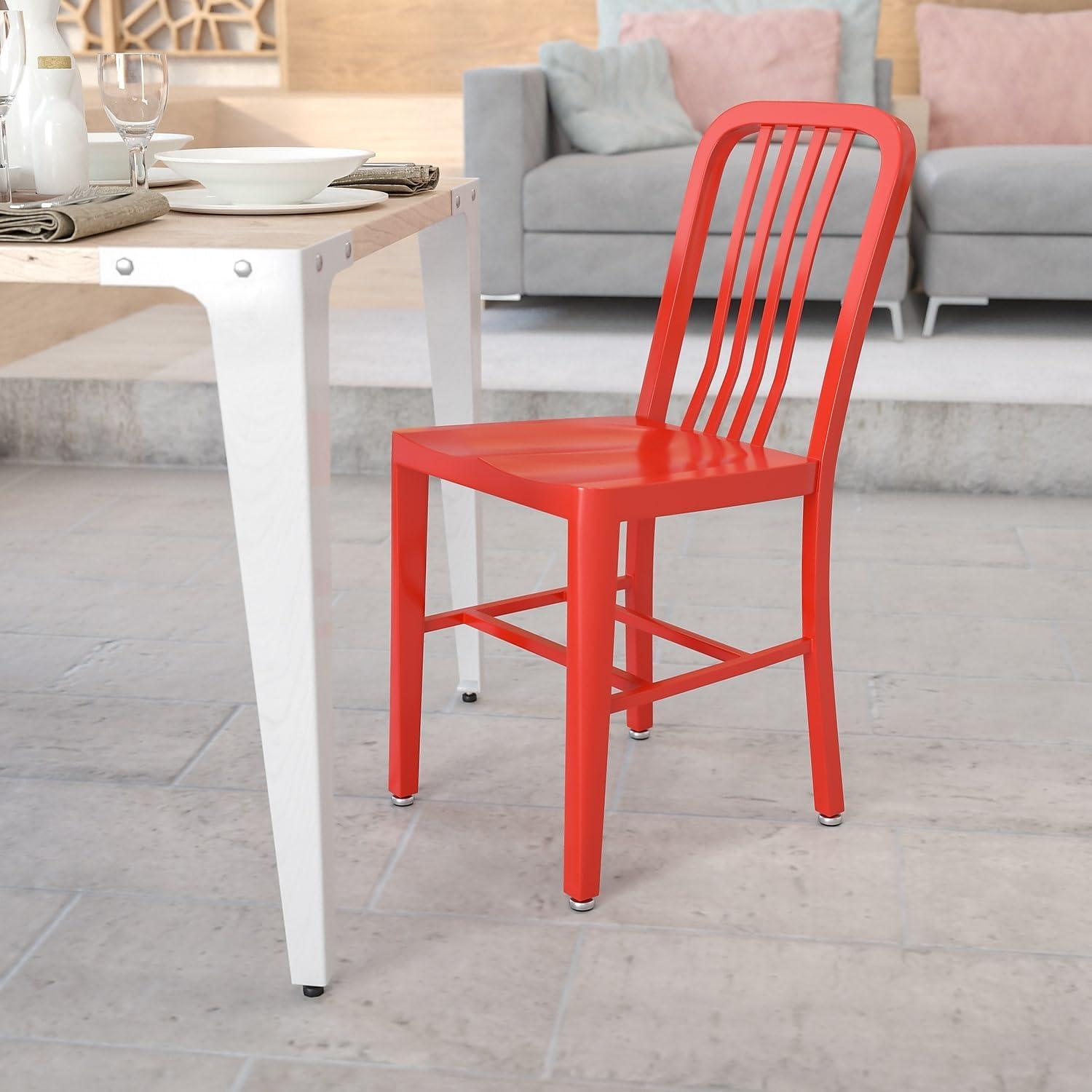 Stamford Red Steel Armless Indoor/Outdoor Dining Chair