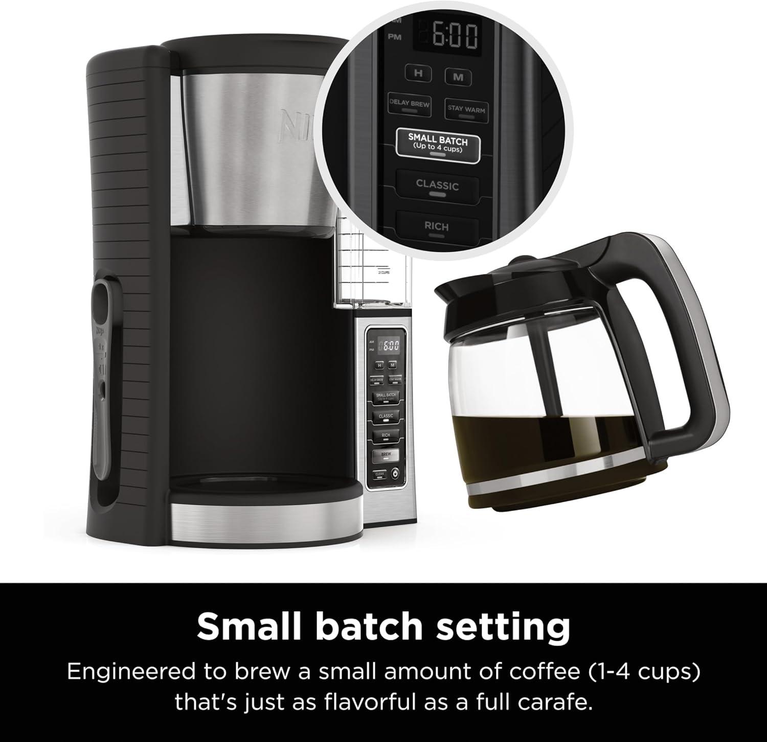 Ninja® 12-Cup Programmable Coffee Brewer, 2 Brew Styles, Adjustable Warm Plate, 60oz Water Reservoir, Delay Brew - Black/Stainless Steel