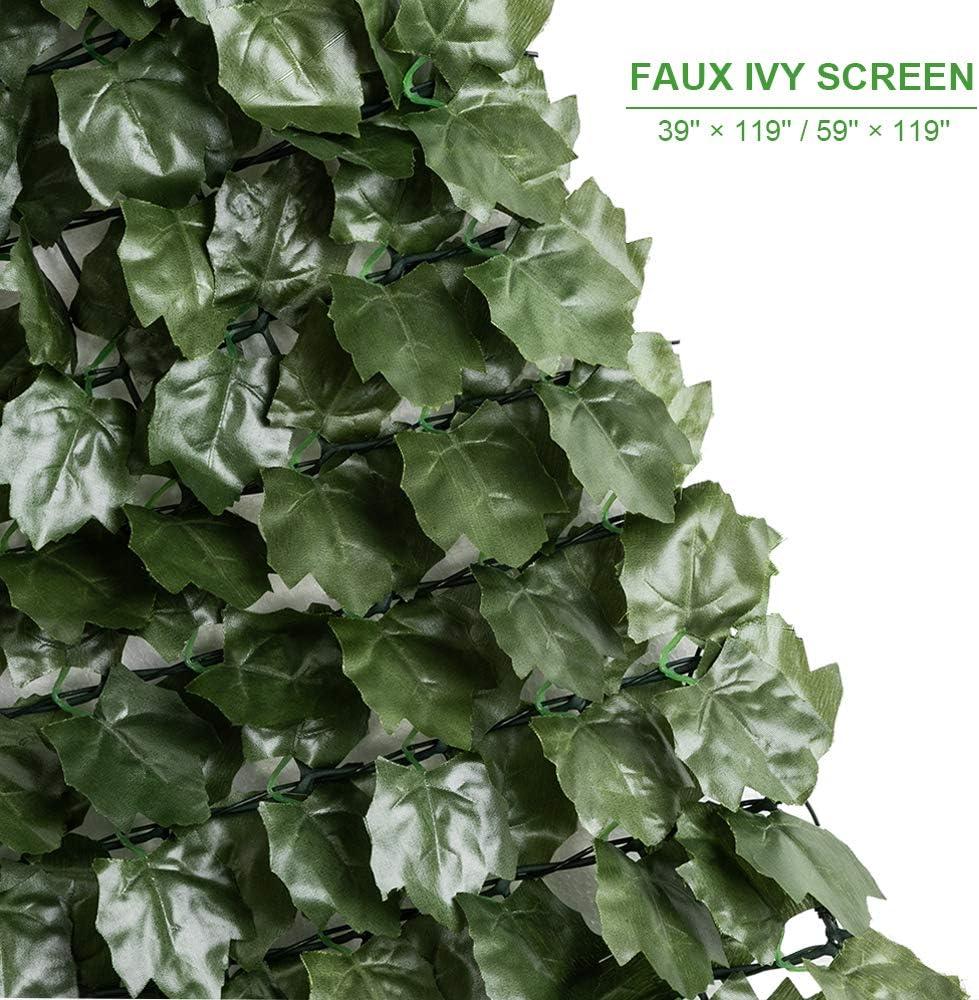 VINGLI 39" x 119" Green Faux Ivy Privacy Fence Screen