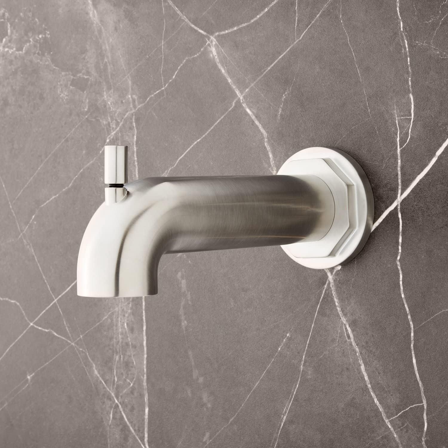 Elegant Wall-Mounted Brushed Nickel Tub Spout with Diverter