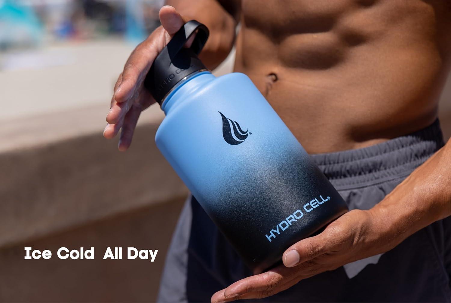64oz Blue/Black Hydro Cell Wide Mouth Stainless Steel Water Bottle