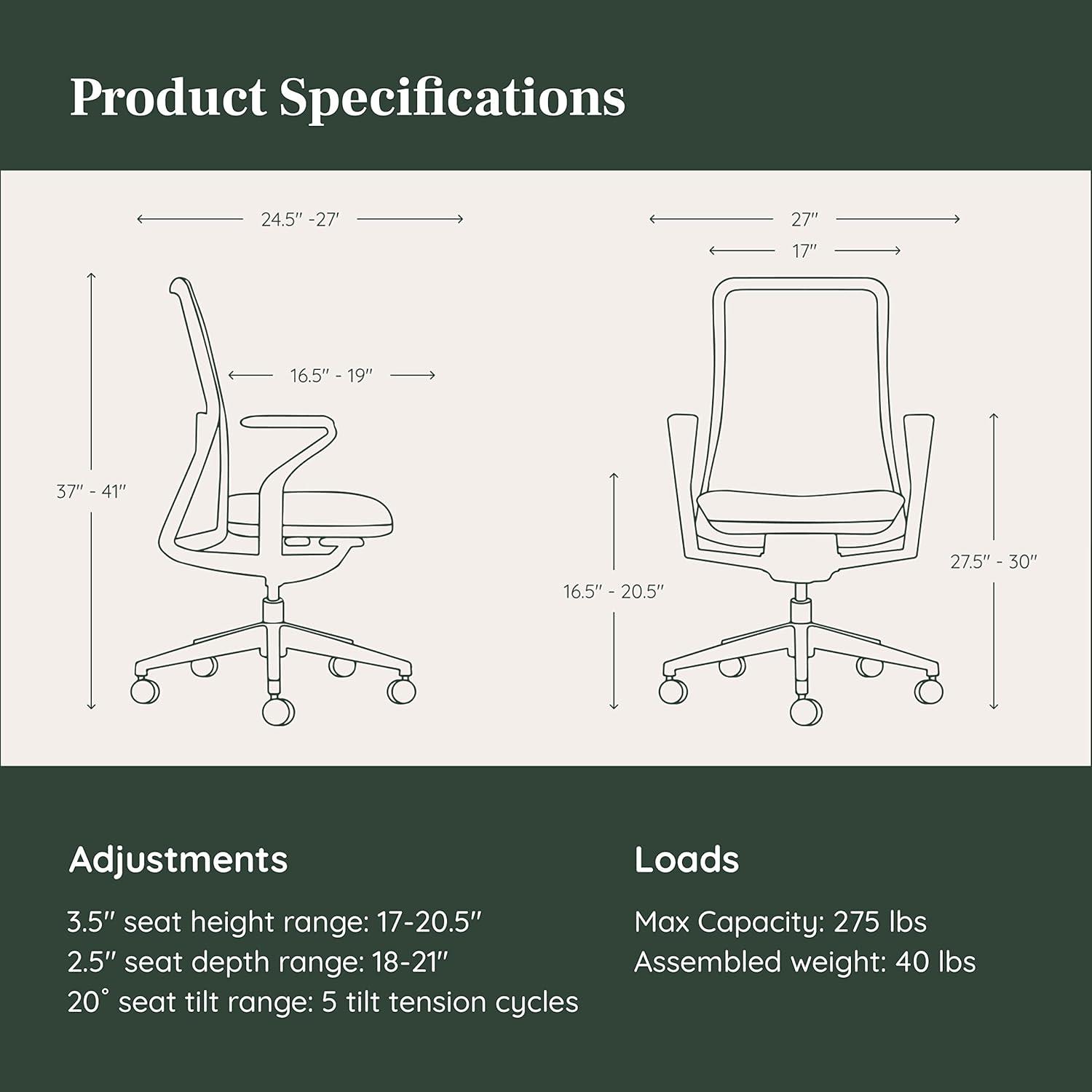 Lunar Gray Fabric Swivel Task Chair with Adjustable Lumbar Support